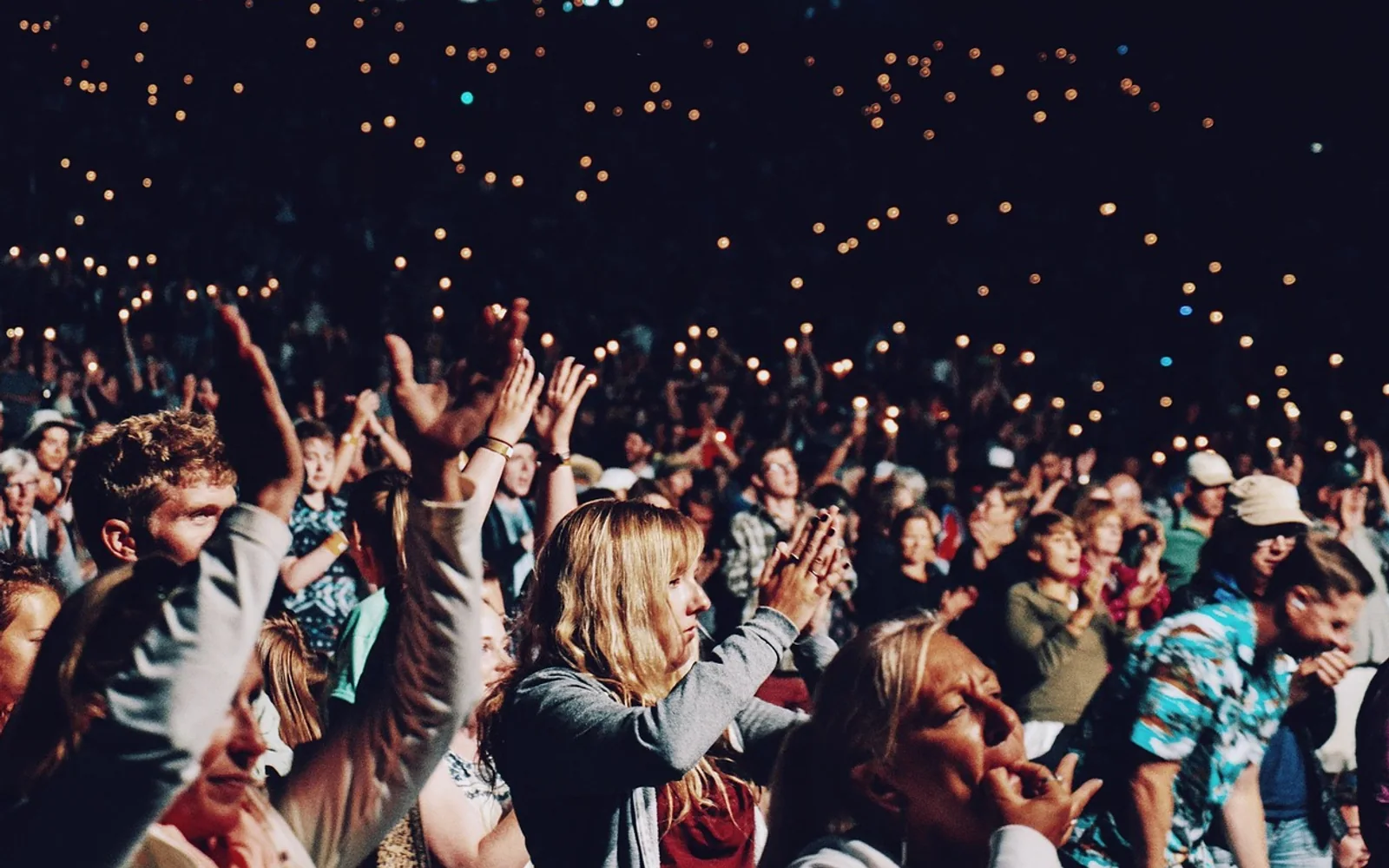 People, crowd and hands