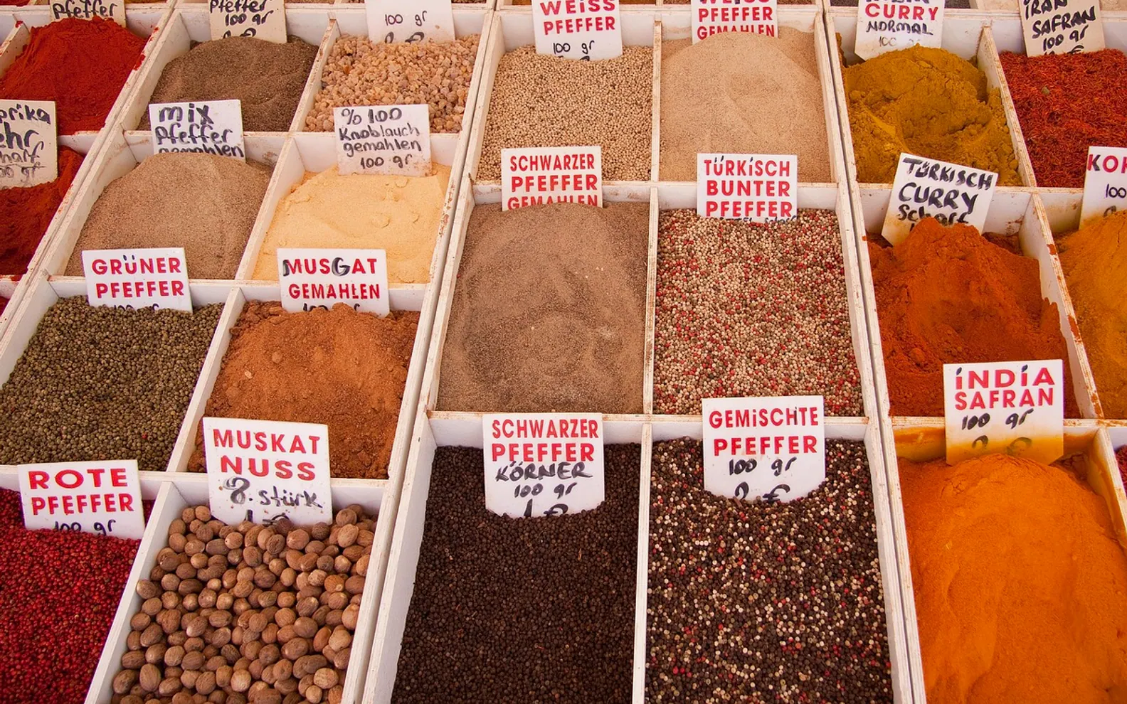 Spices, market and bazaar